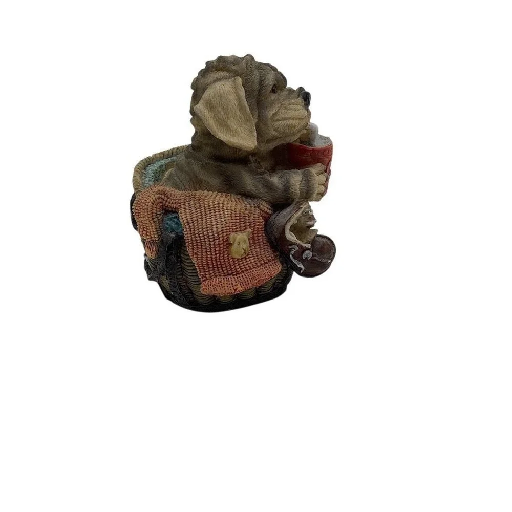 Adorable‎ Shar Pei Puppy Drinking Soda in Basket Figurine Decor 4